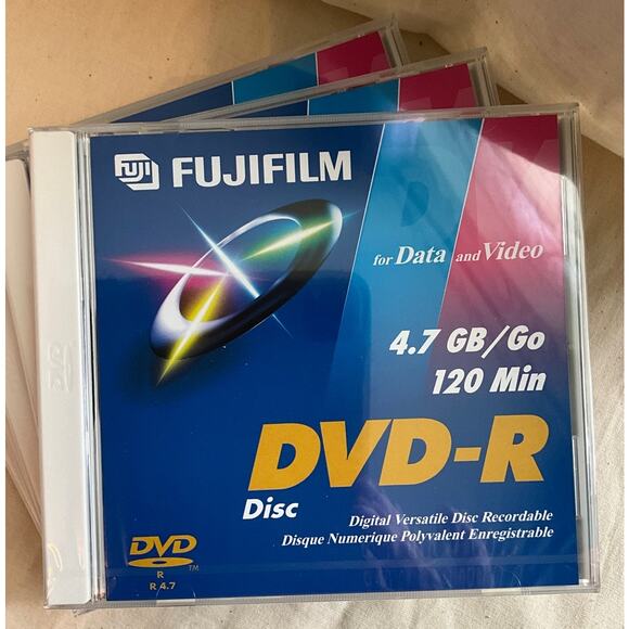 5 New Sealed FUJIFILM Data  Video R4.7 GB 120 Minutes DVD-R Disc Clam Shell Case - Picture 2 of 10